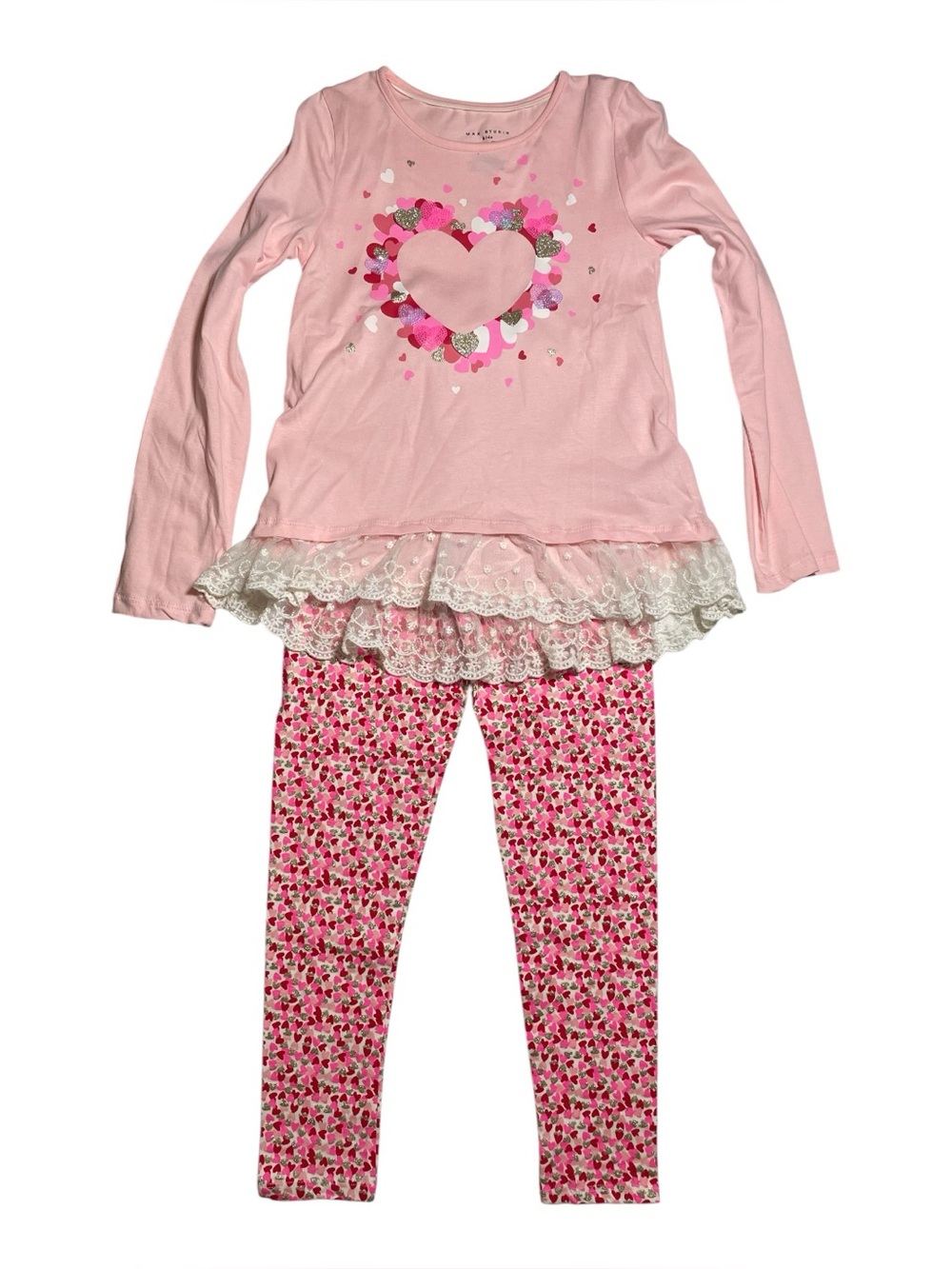 NWT Max Studio Girls Heart Outfit. Size 7/8.